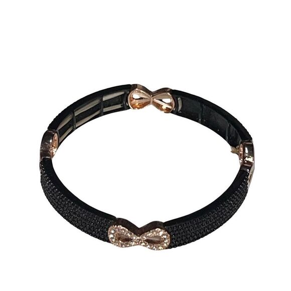 New Infinity Black Gold & Rhinestone Unisex Designer Bracelet - Picture 1 of 7